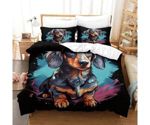 TNFHSOFT Cane bassotto Bedding Set Copripiumino 3D Stampato Microfibra Morbida,Completo Di Federe Cuscino,Adatto Per Tutte Le Età,Single（140x200cm）