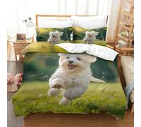 TNFHSOFT Cane Maltese Set Copripiumino Letto Singolo 3D Stampato Design Unico Per Ragazzi - Morbida Microfibra -King（220x240cm）