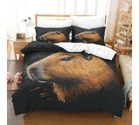 TNFHSOFT Capybara Set Copripiumino Per Camera Da Letto Dei Bambini, Con Cerniera, Morbido Set Da Letto in Microfibra King（220x240cm）