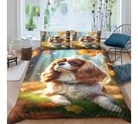 TNFHSOFT Cavalier King Charles Copripiumino 3D Stampato Per Camera Da Letto Morbida Microfibra,Set Completo Con Federe Cuscino,Regalo Perfetto Per Occasioni Speciali,Double（200x200cm）