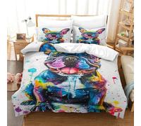 TNFHSOFT Copripiumino Bulldog Set Di Biancheria Da Letto in Tre Pezzi Stampato in 3D Copripiumino Animalee Copripiumino Morbido E Setoso Decorazioni Per La Casa Con Federa