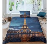 TNFHSOFT La Torre Eiffel Bedding Set Copripiumino 3D Stampato edificio Microfibra Morbida,Completo Di Federe Cuscino,Adatto Per Tutte Le Età,Single（135x200cm）