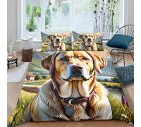 TNFHSOFT Labrador Dog Set Copripiumino 3d Con Stampa Effetto Trapuntato, Set Letto Matrimoniale in Morbida Double（200x200cm）