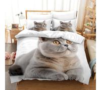TNFHSOFT Modello gatto Set Di Biancheria Da Letto Per Con Stampa 3D, Copripiumino Con Cerniera,Incluso Trapuntato E Federe,Microfibra Per Ragazzi E Ragazze Single（140x200cm）