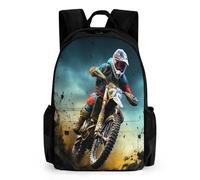 TNFHSOFT Motocross bicicletta Zaino Per Bambini Ragazze Ragazzi, Zaino, Zainetto, Scuola Elementare, Perfetto Per Tornare A Scuola O Educazione Fisica, Regali E Viaggi 17 Pollici