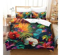 TNFHSOFT Piante tropicali Set Copripiumino Letto Singolo 3D Stampato foglia Ideale Per Bambini E Ragazzi - Morbida Microfibra Completo Di Federe Cuscino,Super King（260x220cm）