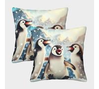 TNFHSOFT Pinguino Copricuscini QuadRattotoi Federe Copricuscini Cerniera Invisibile Set Di 2 DecoRattotoivi Morbidi Cuscino Decorazioni Per Soggiorno Camera Da Letto Federe De Cuscini 40x40cm