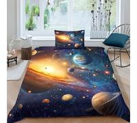 TNFHSOFT Saturno con Copripiumini 3D Con Federe Set Di Biancheria Da Letto Con Chiusura A Cerniera Cosmicoo Copripiumino Morbido in Microfibra Per Ragazzi E Ragazze Single（135x200cm）