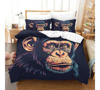 TNFHSOFT Scimmia Set Copripiumino Letto Singolo 3D Stampato Design Unico Per Ragazzi - Morbida Microfibra -Single（140x200cm）