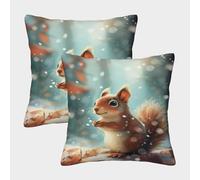 TNFHSOFT Scoiattolo Copricuscino QuadRattoi Federe Copricuscini Cerniera Invisibile Set Di 2 DecoRattoivi Morbidi Cuscino Decorazioni Per Soggiorno Camera Da Letto Fodere Cuscini 40x40cm