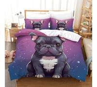 TNFHSOFT Set Di Biancheria Da Letto Bulldog francese Copripiumino Set Copripiumino Per Bambini Ragazze Camera Da Letto Copriletto Stampato 3D Super King（260x220cm）