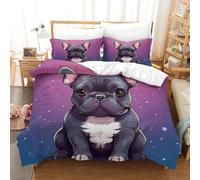TNFHSOFT Set Di Biancheria Da Letto Bulldog francese Copripiumino Set Copripiumino Per Bambini Ragazze Camera Da Letto Copriletto Stampato 3D Single（140x200cm）