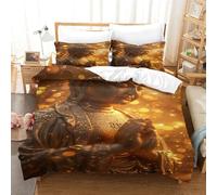 TNFHSOFT Statua di Buddha Set Copripiumino Per Camera Da Letto Dei Bambini, Con Cerniera, Morbido Set Da Letto in Microfibra Super King（260x220cm）
