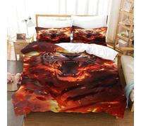 TNFHSOFT tigre Set Copripiumino 3d fiamma Con Stampa Effetto Trapuntato, Set Letto Matrimoniale in Morbida Single（140x200cm）