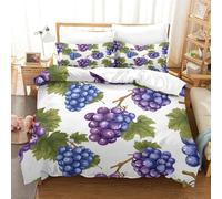 TNFHSOFT Uva Set Copripiumino 3D Frutta Per Bambini, in Microfibra Ultra Morbida, Motivo Artistico, Per Letto King（220x240cm）
