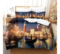 TNFHSOFT Venezia Copripiumino 3D Stampato Per Camera Da Letto Microfibra Morbida - Set Completo Con Federe Cuscino - Ideale Per Adulti Super King（260x220cm）