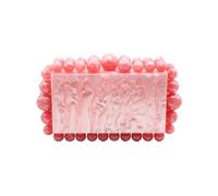Tngan Borsa da donna in acrilico per pochette da sera in marmo per banchetti di nozze, Rosa