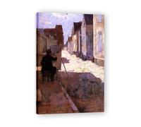 TNGHHSGA La Strada Principale A Grez Ritratto Realista e Scene di Guerra di John Lavery - Arte Eterna Irlandese per Decorazione Casa 30x45cm Incorniciato