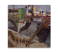 TNGHHSGA Truppe Americane Che Imbarcano Ritratto Realista E Scene Di Guerra Di John Lavery - Arte Irlandese Sulla Tela Per Decorazione Casa 40x40cm Non Incorniciato