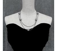 TNGNMGVSJ 2 Rows 2mm Black Hematite 14x16mm Freshwater White Keshi Pearl Necklace Collar Choker Necklaces Jewelry