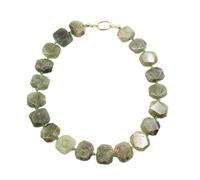TNGNMGVSJ Collana girocolli con pietre vere e proprie, rettangolo grosso, verde naturale, fatta a mano for le donne