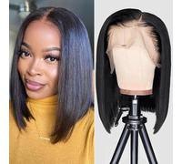 TNICE 13x4 Lace Frontal Wig Human Hair Brazilian Straight Bob Wigs 180% Density Short Straight Hair Wigs for Black Women Natural Colour (10 inch)