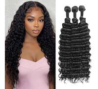 TNICE Deep Wave Human Hair Bundle Brazilian Virgin Curly Hair 12 12 12 Inch