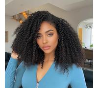 TNICE Half Wigs Human Hair Drawstring Headband curly 12 inch Natural Color