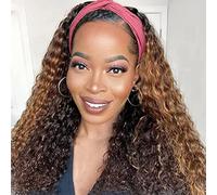 TNICE Headband Wig Deep Wave Human Hair Headband Wig 18 inch 4/27 Highlight