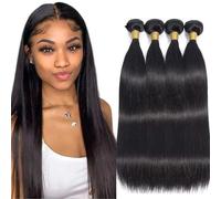 TNICE Human Hair Bundles Brazilian Straight Hair (8"10"12"14", 280g) 100% Unprocessed Virgin Weave Hair Human 4 Bundles for Women Human Hair Extensions Natural Black Color