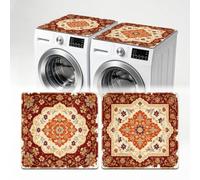 TNKBREEZE 2 coperture per lavatrice e asciugatrice, motivo floreale, stile retrò, per la parte superiore, mandala, antiscivolo, protezione antipolvere, per casa, lavanderia, cucina, 60 x 60 cm