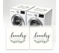 TNKBREEZE 2 coperture per lavatrici e asciugatrici, stile boho, per la parte superiore, bianco, antiscivolo, antipolvere, per la casa, lavanderia, cucina, 60 x 60 cm