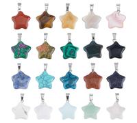TNKBREEZE 20 Pezzi Naturali A Forma Di Stella Pendenti Sintetici Mini Cristallo Charm Stella Pendente 20 Stili Stelle Borse Gemme Per Streghe Laboratorio Agriturismo Collezione Meditazione