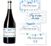 TNKBREEZE 40 etichette per mini bottiglie di champagne, blu, impermeabili, autoadesive, 2 x 3,54 pollici/5 x 9 cm, per baby shower, decorazioni per feste, etichette regalo e decorazioni regalo