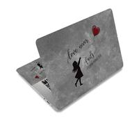 TNKBREEZE Adesivo per computer portatile, decalcomania per lavoro, scuola, principessa, cuore, palloncino, quaderno, 3 pezzi, decalcomanie per computer da 15/15,6 pollici, silhouette cuore rosso