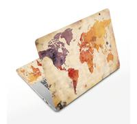 TNKBREEZE Adesivo per laptop per lavoro, scuola, mappa del mondo, notebook, 3 pezzi, decalcomanie per computer compatibili con computer da 15 a 15,6 pollici mappa nostalgia