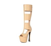 TNMIUH 17cm Plateau High Heels Stivali alla Schiava Vernice Stivali Ginocchio