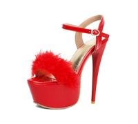 TNMIUH Sandali con Plateau Pelo 16cm Tacco a Spillo Sexy Piume Discoteca