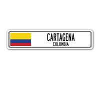 TNND Cartagena Colombia, Cartello Stradale con Bandiera Colombiana City Country Road Wall G Cartello Stradale 4x40,6 cm