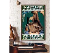 TNND I'm Just A Girl Who Loves Making Other Girls Feel Awesome Salone di bellezza Decor Hair Stylist Citazione New Salon Gift Retro Wall Decor Poster in metallo 20,3 x 30,5 cm