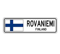 TNND New Rovaniemi Finlandia, Cartello Stradale con Bandiera Finlandese Finn City Country Road 4 x 40,6 cm