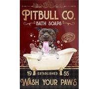 TNND Pitbull Dog Bath Soap Company Bagno Soggiorno Cane Amante Decor Poster Wall Art Decor Metal Sign Poster 20 x 30 cm