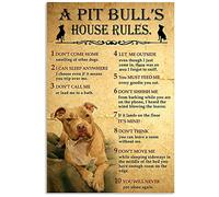 TNND - Poster con scritta "The Pitbull House Rules For Guest Funny Dog Rules For Guest per gli amanti dei cani, decorazione da parete in metallo, 20 x 30 cm