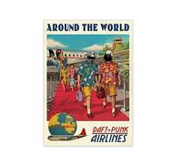 TNND - Poster da parete in metallo con scritta "Daft Punk Around The World", stile minimalista, stile minimalista, con scritta "Rip Daft Punk", 20,3 x 30,5 cm