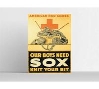 TNND - Poster decorativo da parete in metallo, motivo "Our Boys Need Socks", motivo: croce rossa, propaganda e propaganda, 20,3 x 30,5 cm