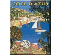 TNND - Targa in metallo con scritta "Cote D'Azur Francese", motivo: spiaggia di mare, in metallo, 20 x 30 cm