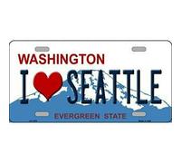 TNND - Targa in Metallo con Scritta I Love Seattle Washington, 15,2 x 30,5 cm