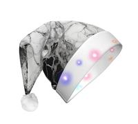 Tnnutp Cappello da Babbo Natale con luci a LED, in marmo bianco e nero, ideale come ornamento per feste di Natale