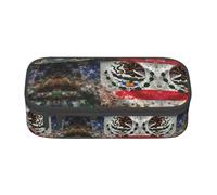 Tnnutp Grande astuccio con bandiera messicana astuccio estetico con cerniera astuccio grande capacità cancelleria matita astuccio, nero, dimensioni standard, Art Deco, Nero , Misura standard, Art Deco