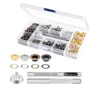 TNOMSNO 400 Pezzi Occhielli per Teloni, Quattro Colori, Diametro Interno di 5mm Occhiello Strumento Kit, Occhielli Metallici per Scarpe, Borse in Pelle, Tela Cerata, Tessuto e Tende